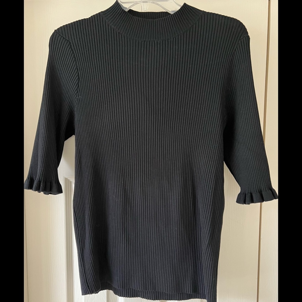 NWT Mock Neck Ribbed Elbow Sweater